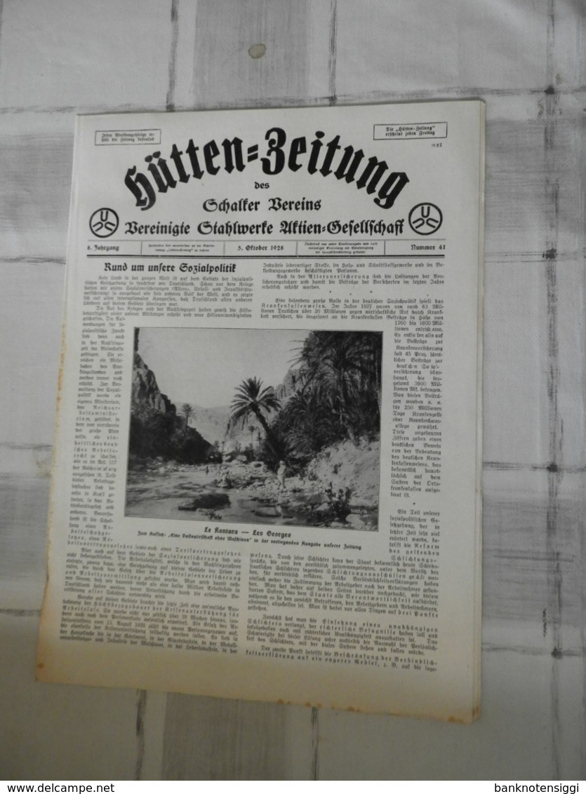 Hüttenzeitung Des Schalker Vereins Vereinigte Stahlwerke A.G 1928 - Tempo Libero & Collezioni