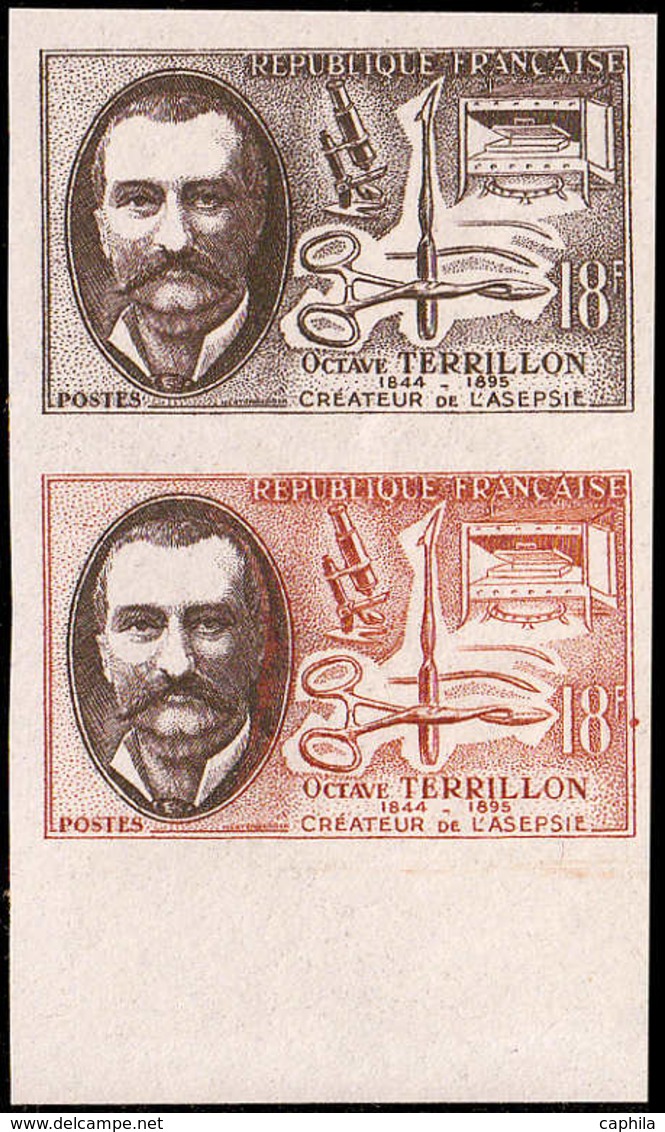 FRANCE   ** 1097 1097 Paire D'essais En Brun Et Bicolore, Bdf: Octave Terrillon, Créateur De L'asepsie, Micorscope - Otros & Sin Clasificación