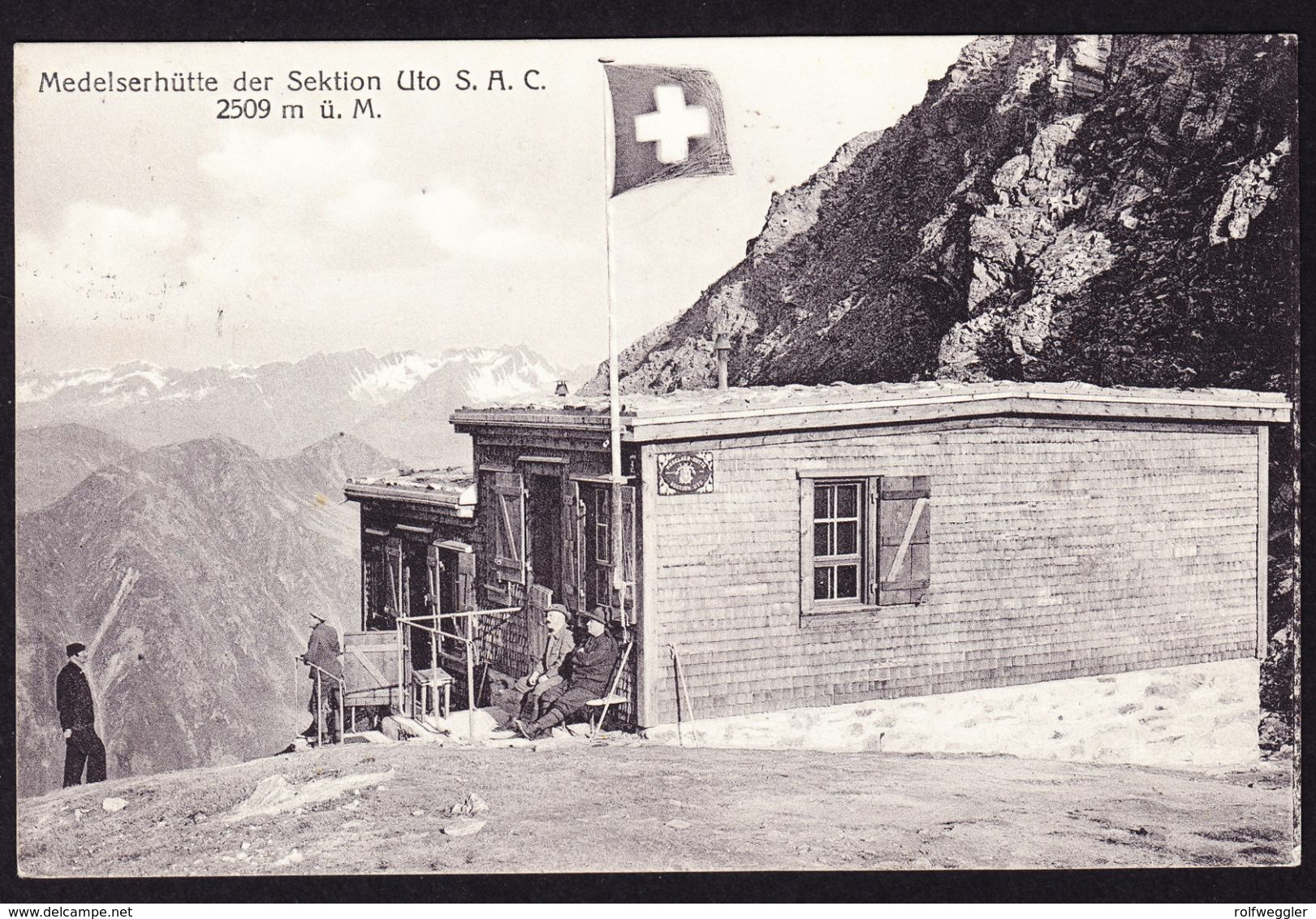 1920 Gelaufene AK Nach Basel. Medelser Hütte Der Sektion Uto (SAC). - Medel