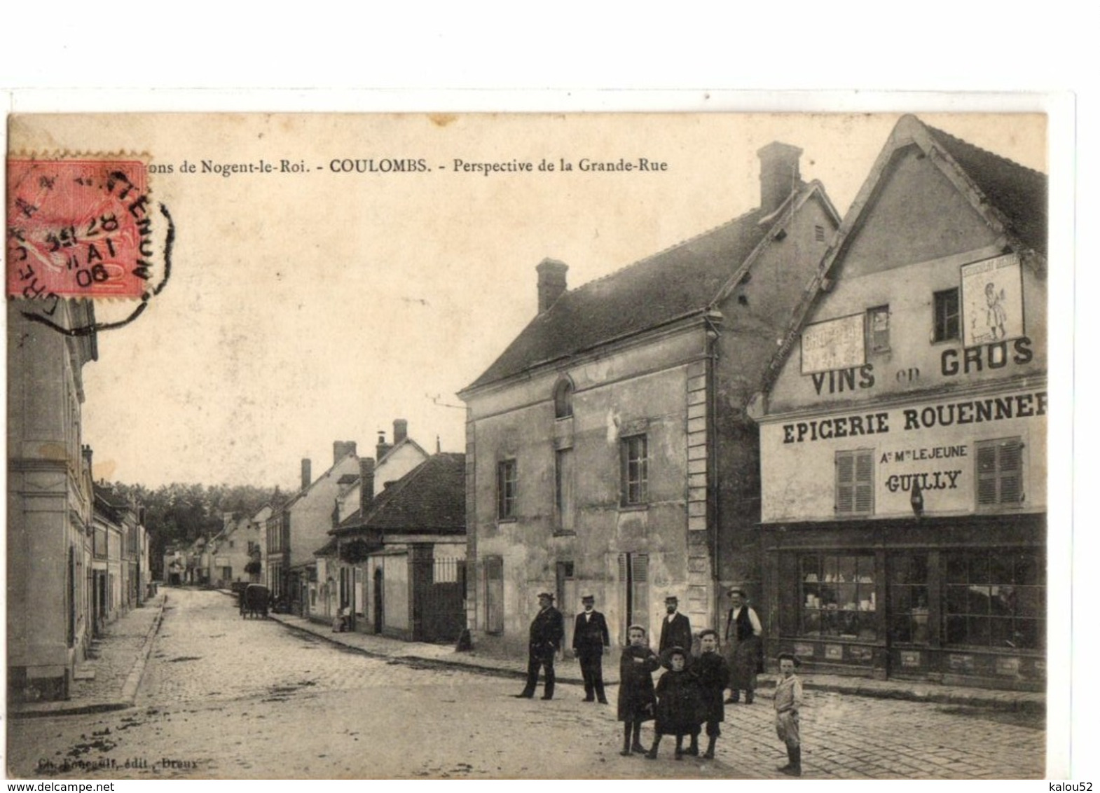 NOGENT  LE  ROI         //          COULOMBS     PERSPECTIVE DE LA GRANDE RUE    EPICERIE LEJEUNE - Nogent Le Roi