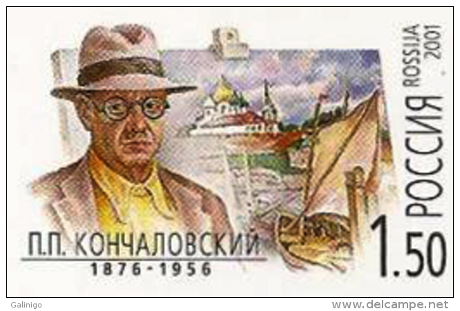 2001-111 Postal Card Stamped Stationery Russia Russland Russie Rusia Painting. Pyotr Konchalovsky-ships-churches - Other & Unclassified