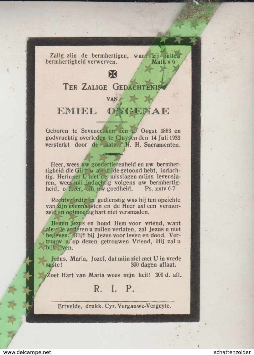 Emiel Ongenae, Seveneecken 1883, Cluysen 1933 - Obituary Notices