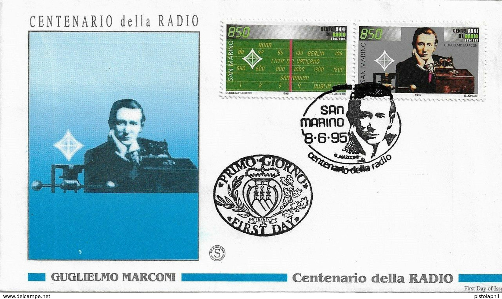 Fdc Filagrano San Marino: 100 ANNI DELLA RADIO 1995 - No Viaggiata - FDC