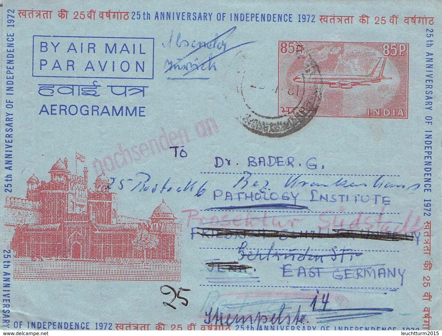 INDIA - AEROGRAMME 1973 BHOPAL - GDR /AS113 - Luftpost