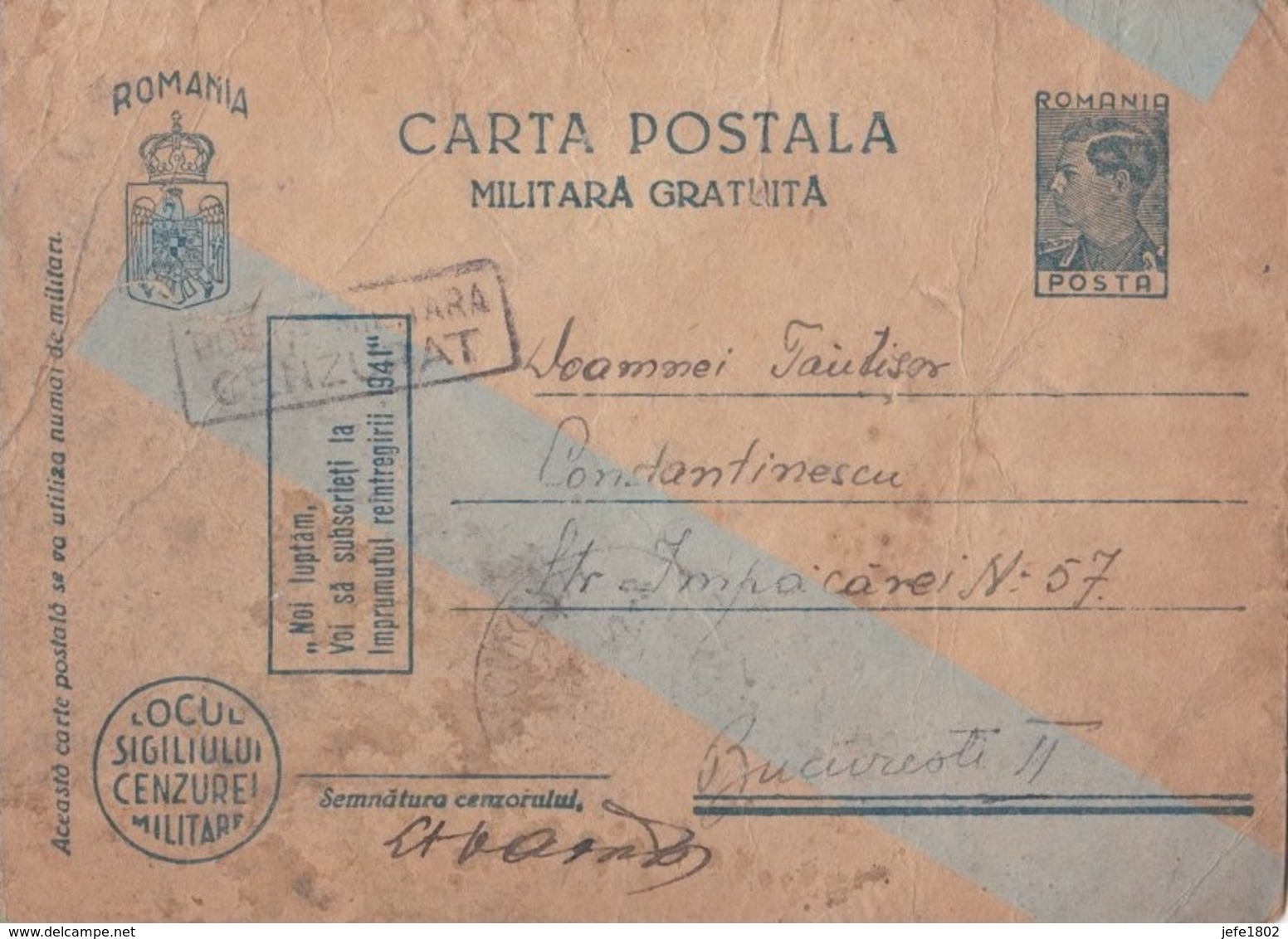 WO II - Carta Postala - Militara Gratuita - Vrijstelling Van Portkosten