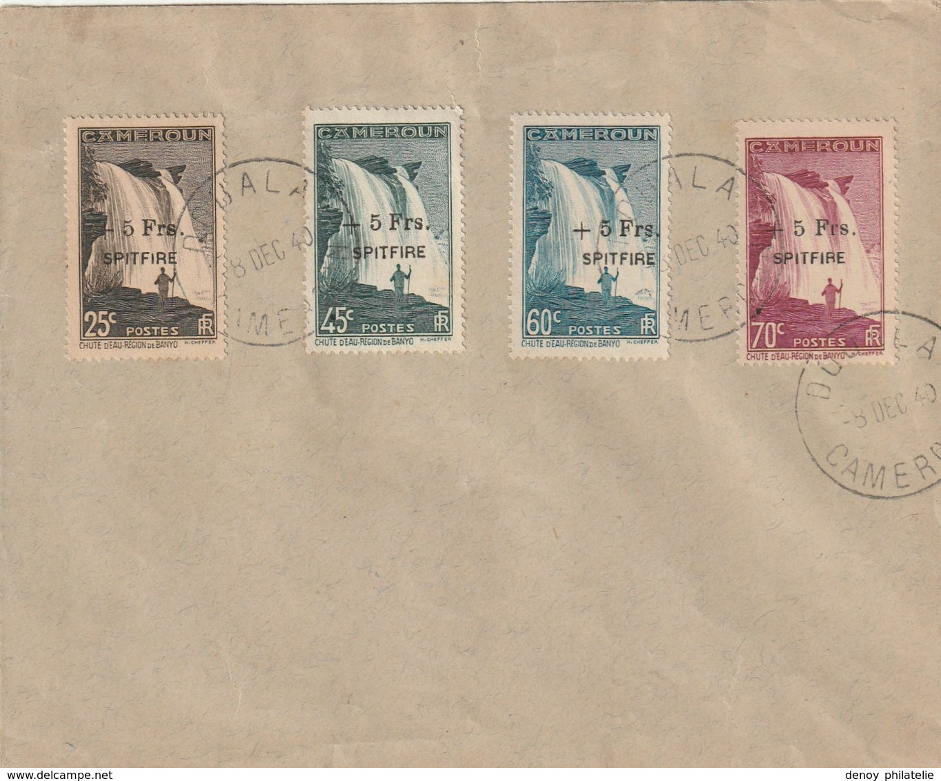 Cameroun Série Spitfire Sur Lettre Douala 1940 N° 236 A 239 Oblitéré Du 8 Décembre 1940 - Used Stamps