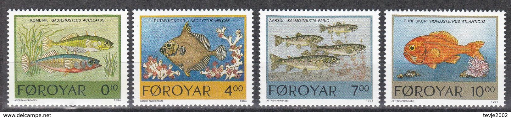 Färöer 1994 - Mi.Nr. 256 - 259 - Postfrisch MNH - Tiere Animals Fische Fishes - Fische