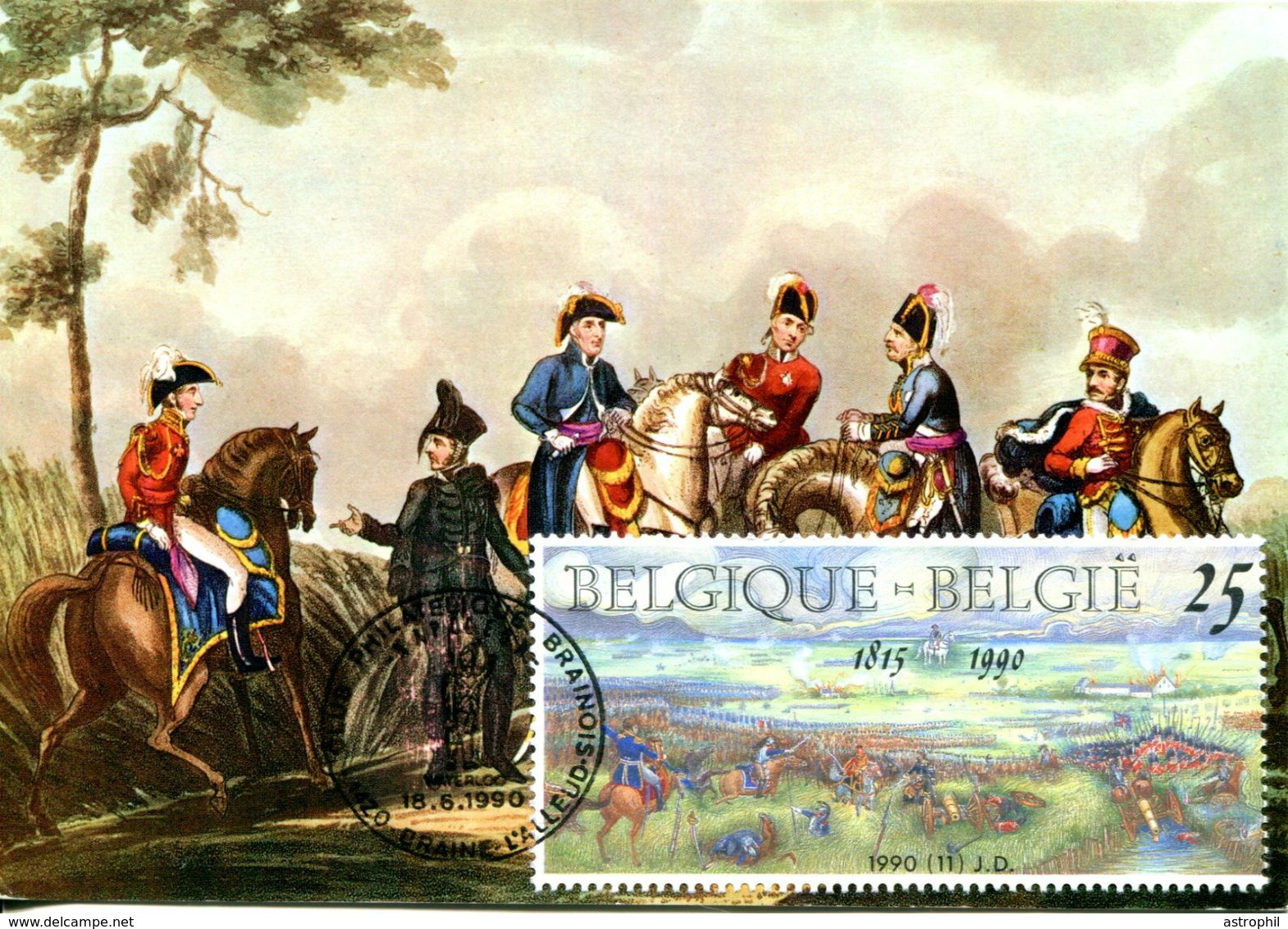 15190076 BE 19900616 Braine-l'Alleud; Bataille De Waterloo, Napoléon; CM Cob2376 - 1981-1990