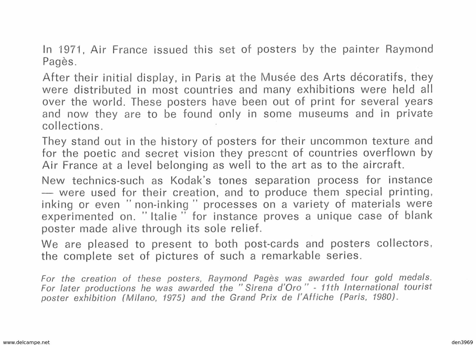 Raymond PAGES - Affiches AIR FRANCE - Série Complète De 16 Cartes N'1 à 16 - Brésil, Japon, USA, URSS, Mexico, Grèce... - Pages