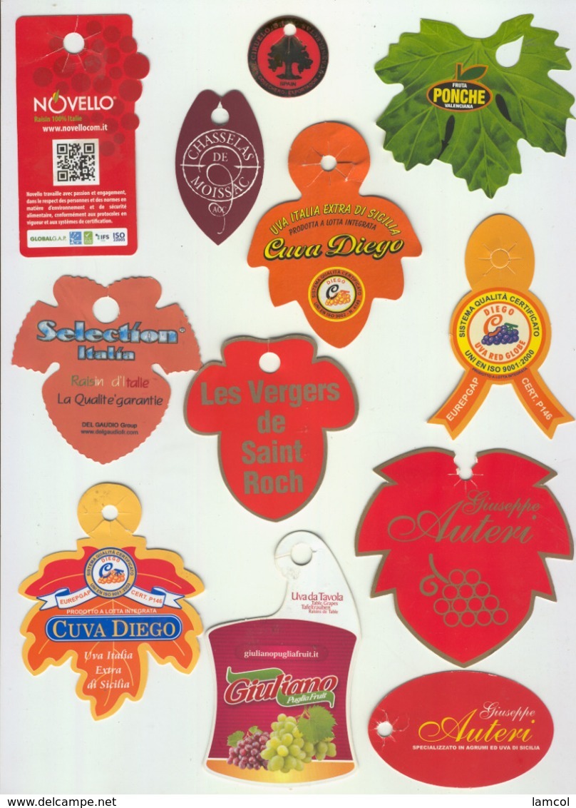 Etiquettes De Fruits : Raisins Lot 18 - Fruit Labels Grapes Lot # 18 UVA - UVAS - Fruits & Vegetables