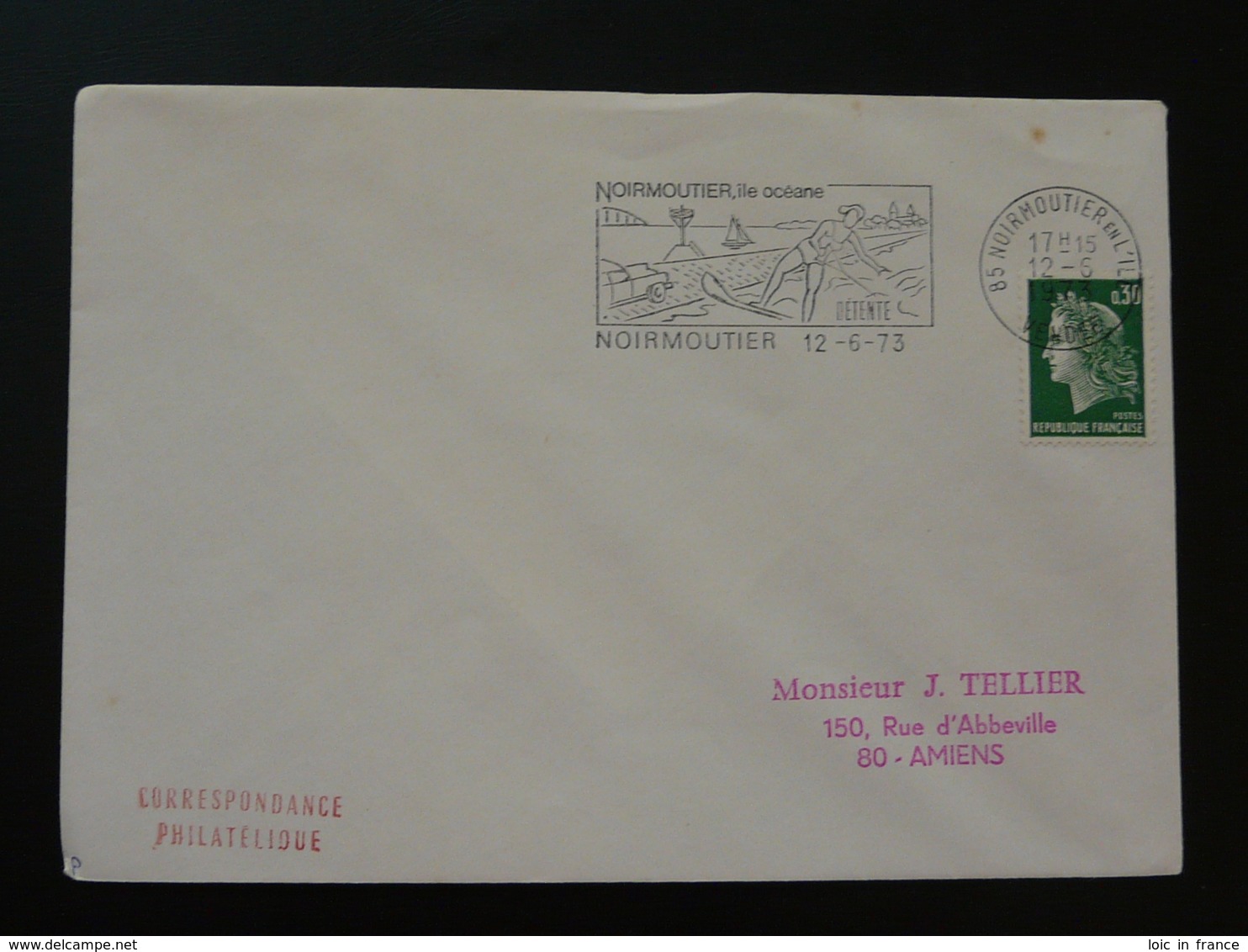 85 Vendée Noirmoutier Ski Nautique 1973 - Flamme Sur Lettre Postmark On Cover - Water-skiing