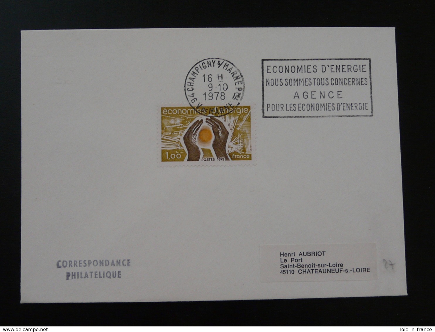 94 Val De Marne Champigny Sur Marne économies D'énergie 1978 - Flamme Concordante Sur Lettre Postmark On Cover - Sonstige & Ohne Zuordnung