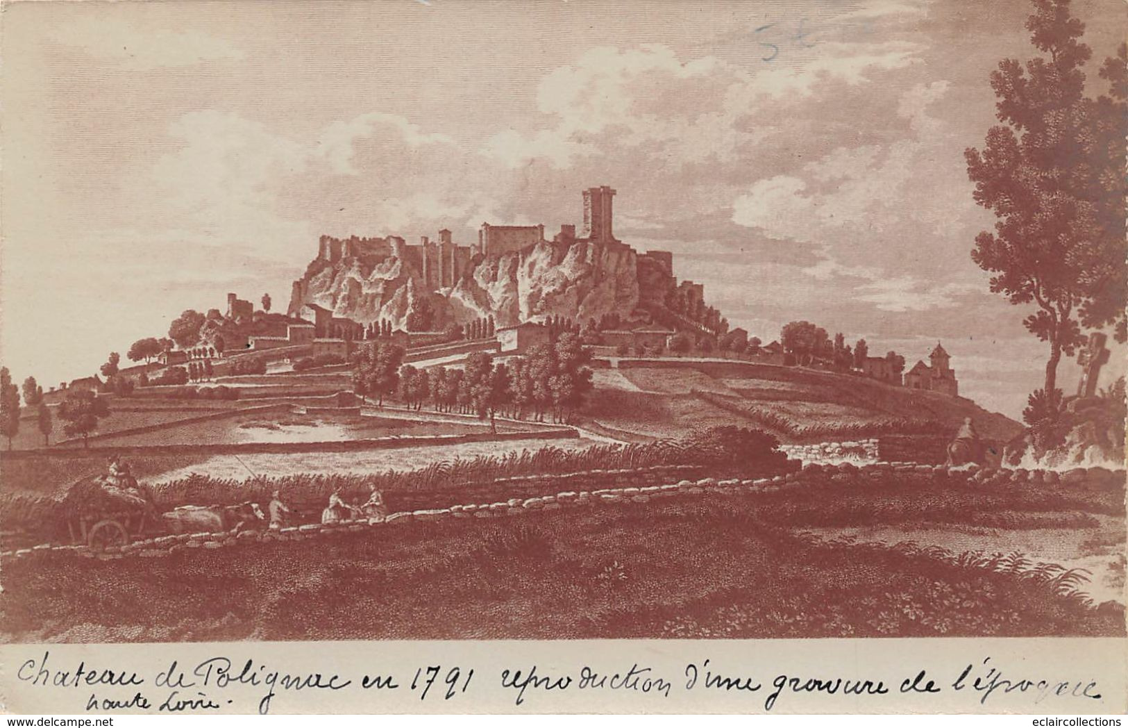 Polignac       43      Le Château En 1791 Repro D'une Gravure De L'Epoque          (voir Scan) - Otros & Sin Clasificación