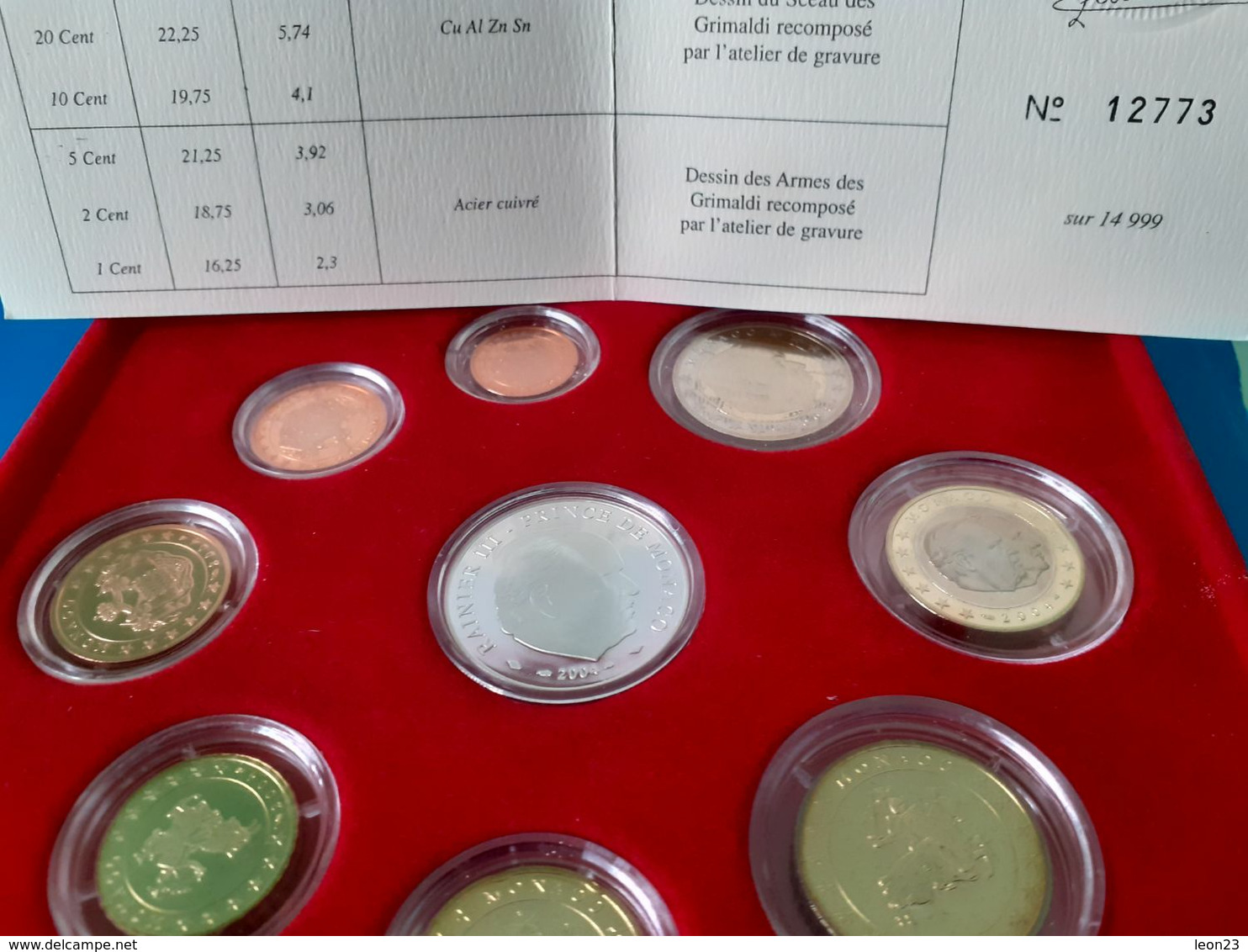EURO SET MONACO 1C TO 5E (9 COINS) 2004 PROOF IN ORIGINAL BOX WITH CERTIFICATE - Monaco
