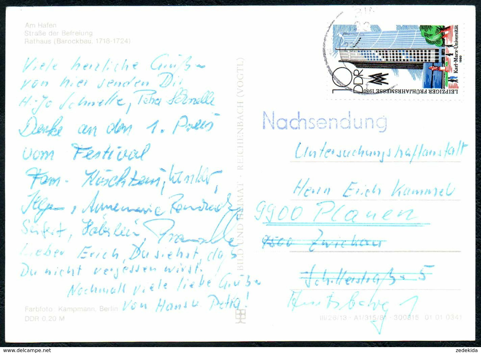 E0103 - Wolgast - Bild Und Heimat Reichenbach - Stempel Nachsendung - Wolgast