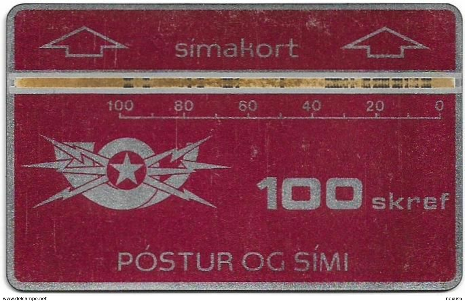 Iceland - Siminn (L&G) - Red Definitive Card, 601A - 100U, 1986, 100.000ex, Used - IJsland