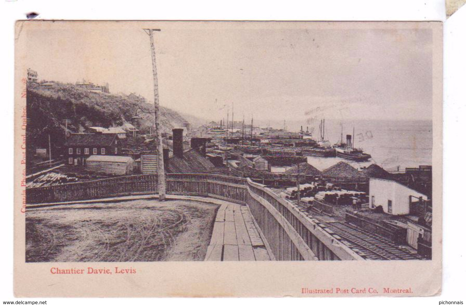 LEVIS QC Canada Chantier Davie Port Docks Cachet Postal Postmark 1905 - Levis