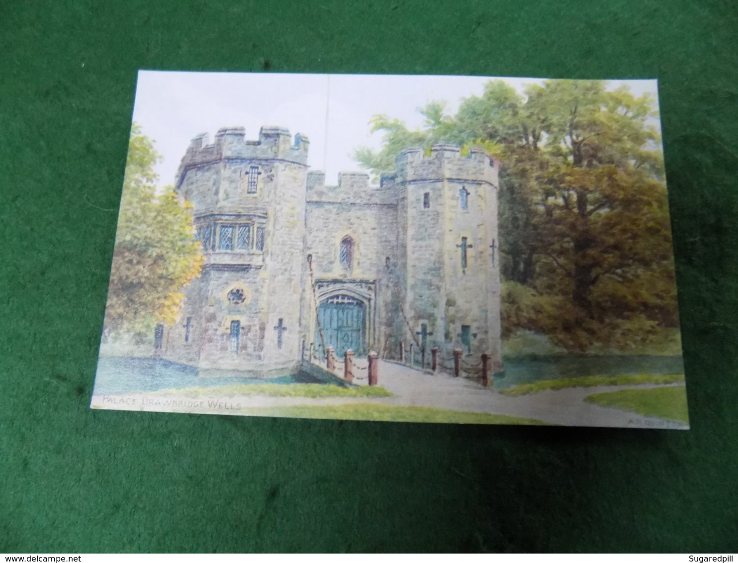 VINTAGE UK SOMERSET: WELLS Palace Drawbridge Art A R Quinton Salmon - Wells