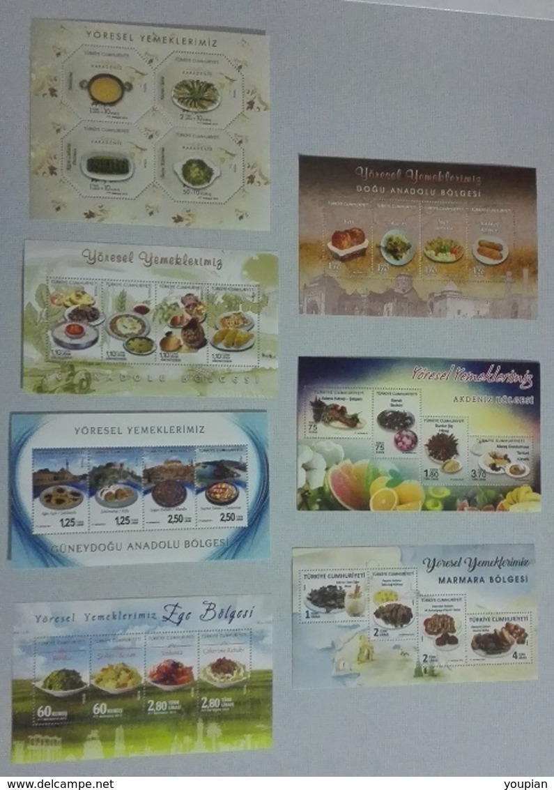 Turkey 2012-2018, Foods, COMPLETE SET From 2012-2018, 7 MNH Foods Sheets Of The Seven Regions - Unused Stamps