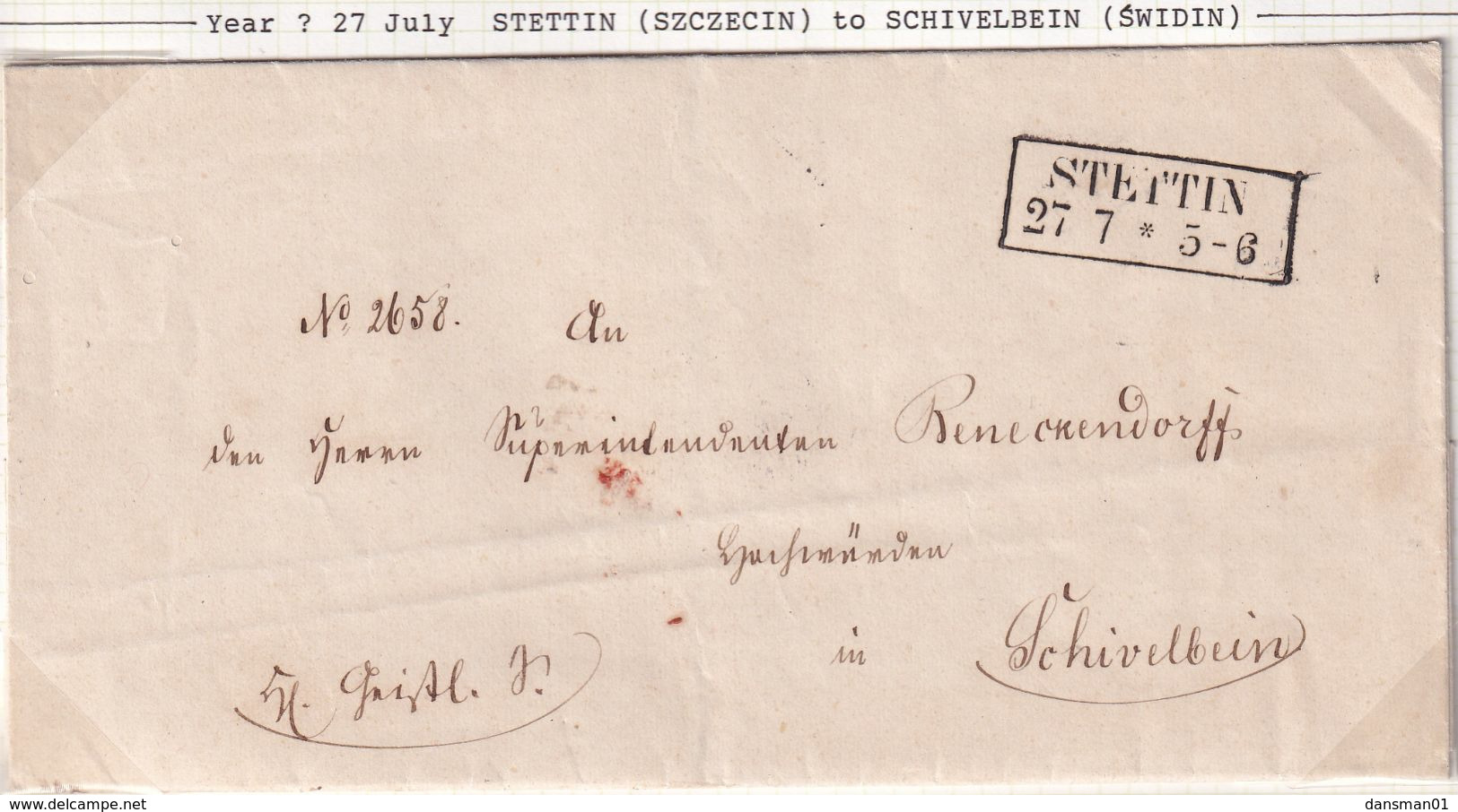 POLAND Prephilatelic Cover STETTIN To Schivelbun - ...-1860 Préphilatélie