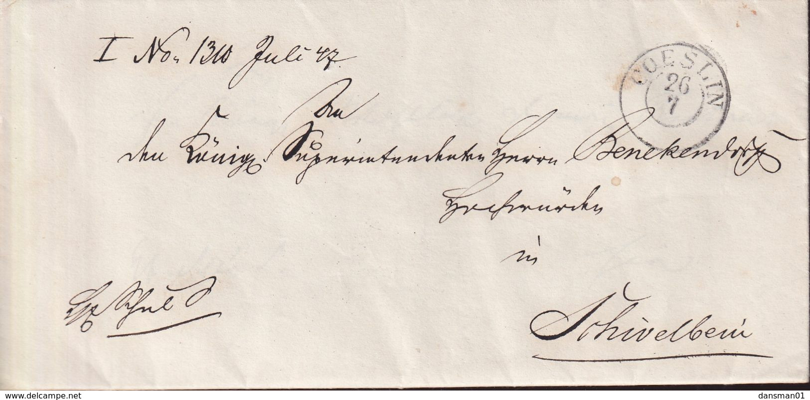 POLAND Prephilatelic 1847 Full Letter COESLIN To Schivelbein - ...-1860 Prephilately