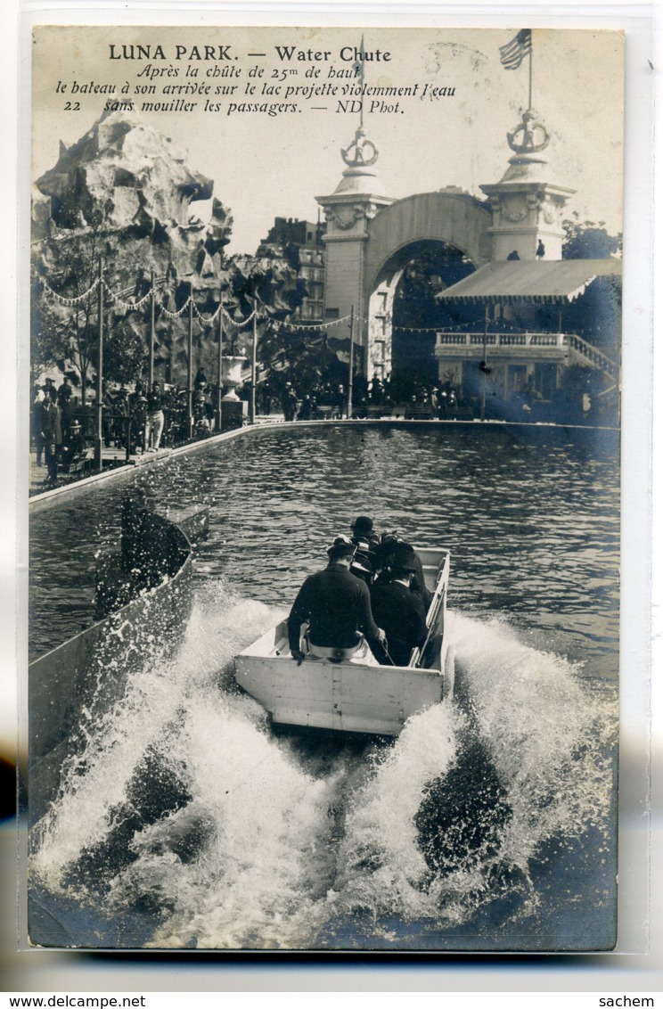 75 PARIS Fete Foraine LUNA PARK  Arrivée Bateau Apres Chute De 25 M De Haut Tirage Carte Photo 1908   /D01-2017 - Autres & Non Classés