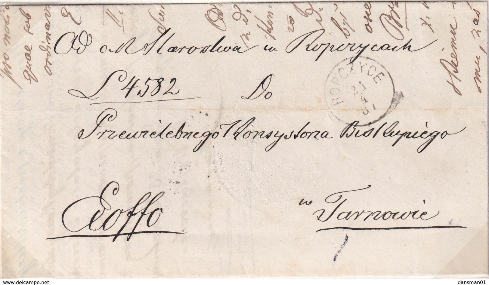 POLAND Prephilatelic Cover ROPCZYCE To Tarnow 1887 - ...-1860 Prephilately