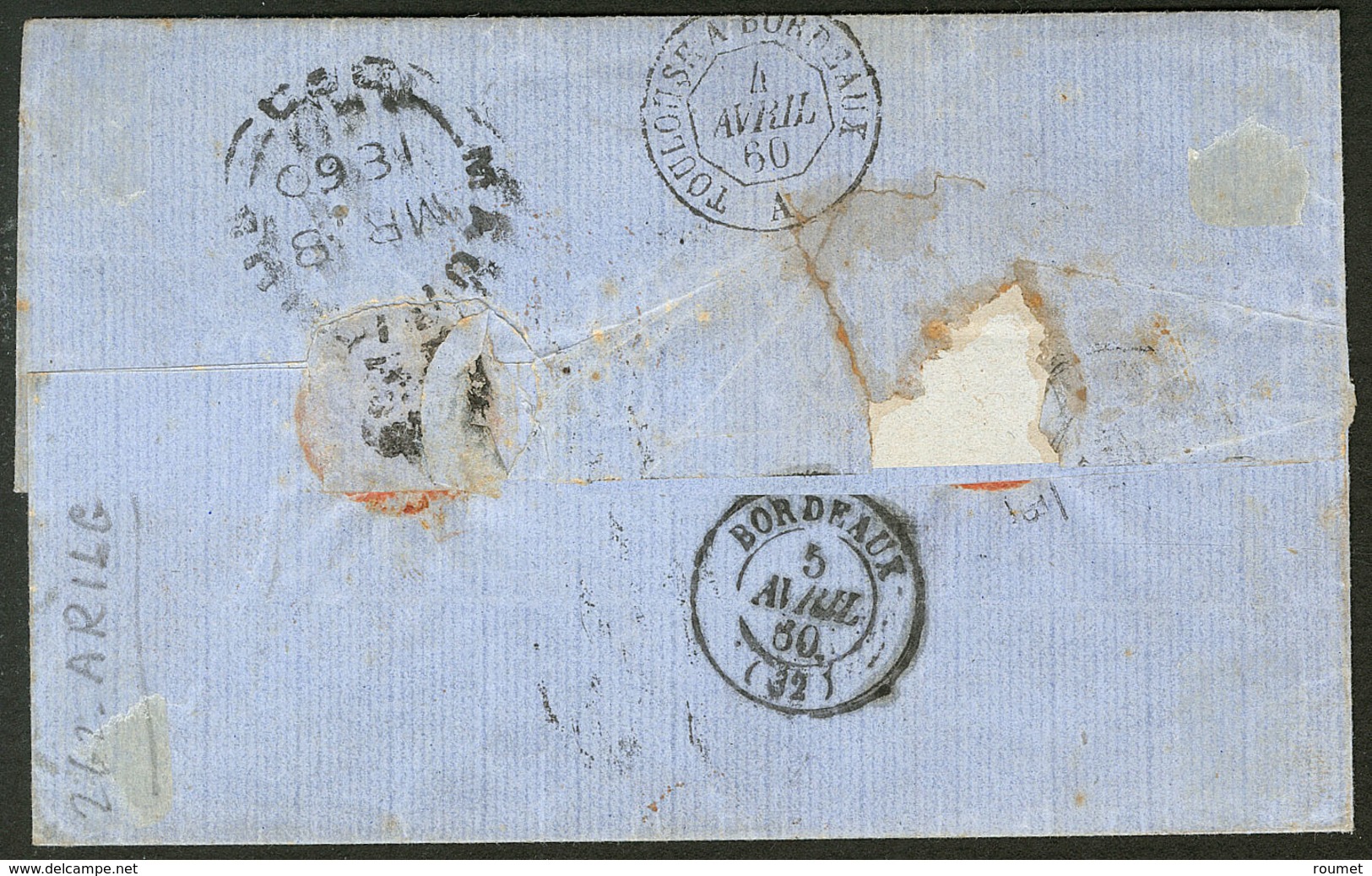 Lettre MAURICE. No 10, Paire Dont L'ex De Gauche Avec Retouche "sur Le Nez", Sur Lettre D'Avril 60 Pour Bordeaux, Jolie  - Mauritius (...-1967)