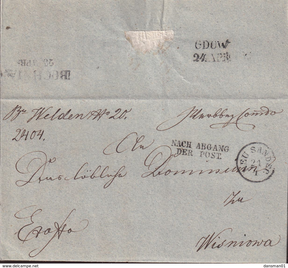 POLAND Prephilatelic Cover NEUSANDEC To Wisniowa Via Gdow And Bochnia 1853 - ...-1860 Prephilately