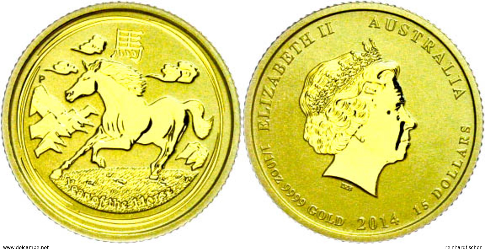 15 Dollars, Gold, 2014, Jahr Des Pferdes, 1/10 Oz, In Kapsel, St.  St - Autres & Non Classés