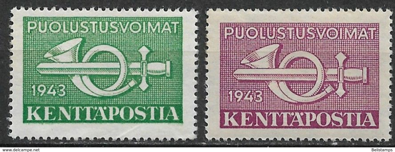 Finland 1943. Scott #M4-5 (M) Post Horn & Sword ** Complete Set - Militärmarken