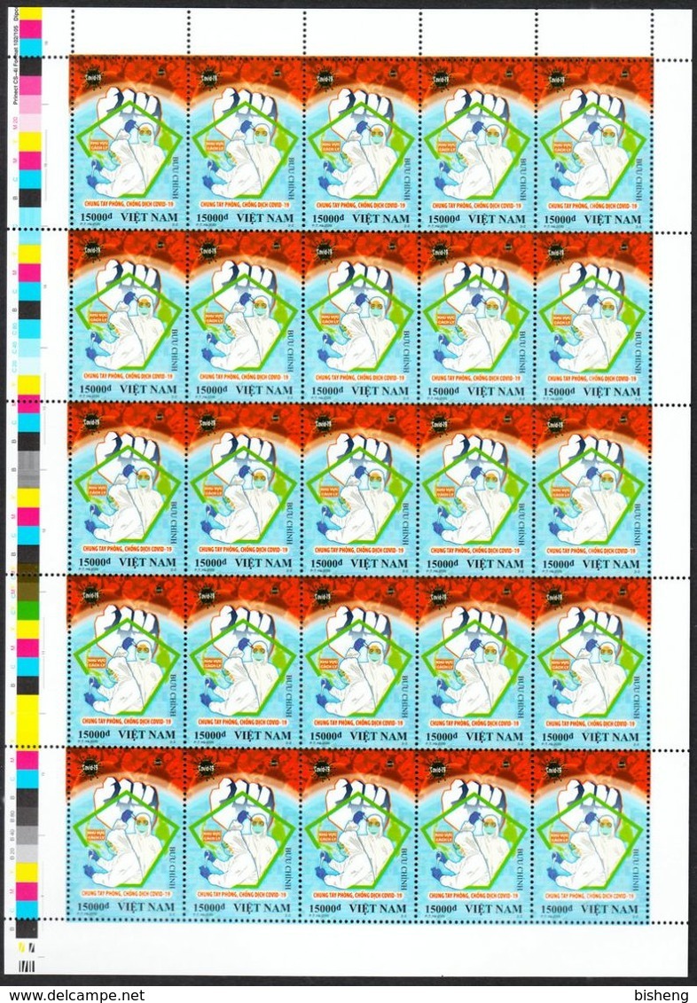 Perf Sheet: VIETNAM 2020 Anti "COVID-19" BUSTA VIAGGIATA RACCOMANDATA PRIMO GIORNO Virus Disease - Malattie