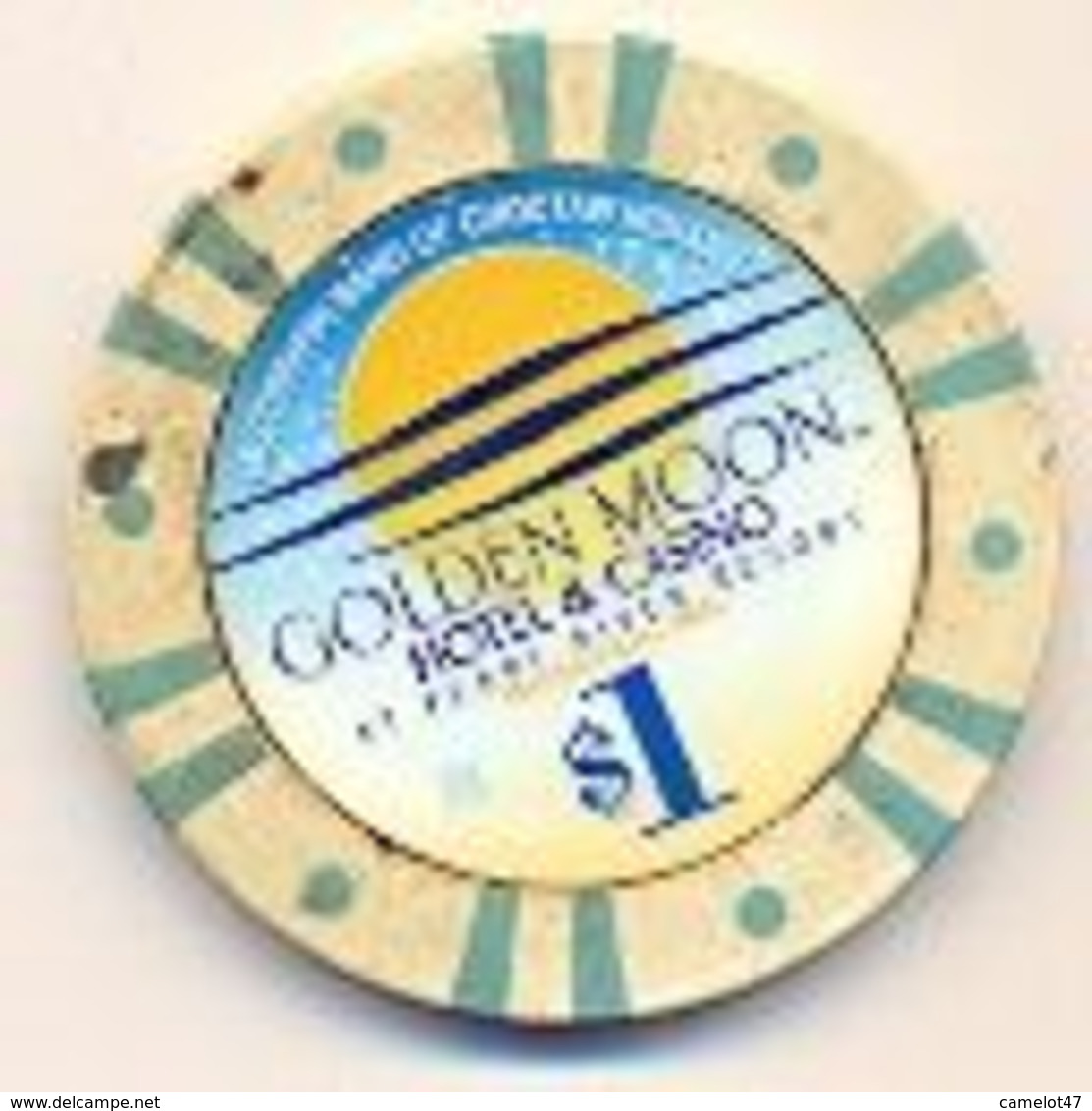 Golden Moon Casino At Pearl River Resort, Choctaw, MS, U.S.A. $1 Chip, Used Condition,  Goldenmoon-1 - Casino