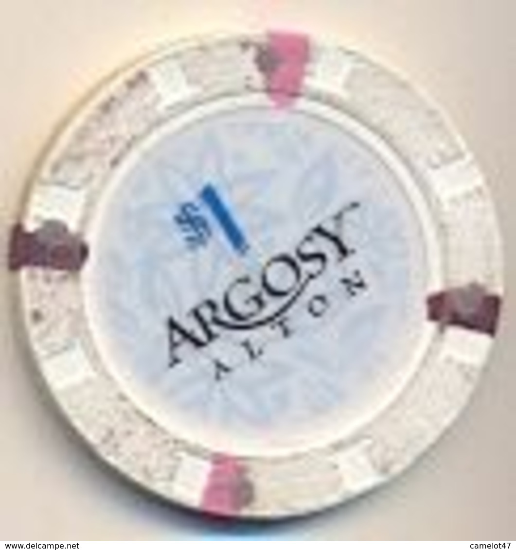 Argosy Casino, Alton, IL, U.S.A. $1 Chip, Used Condition,  # Argosy-1 - Casino