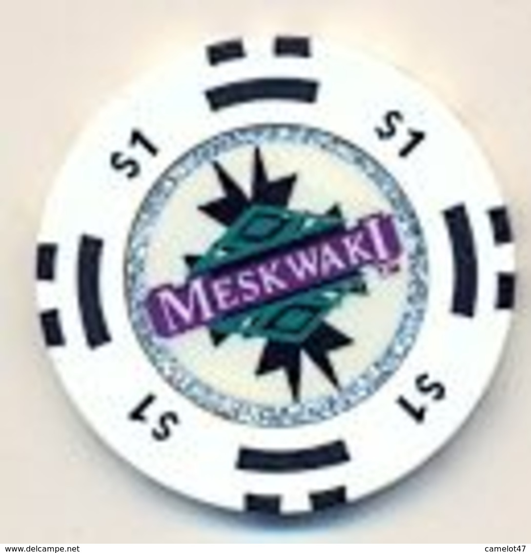 Meskwaki Casino, Tama, IA, U.S.A. $1 Chip, Used Condition, # Meskwaki-1 - Casino