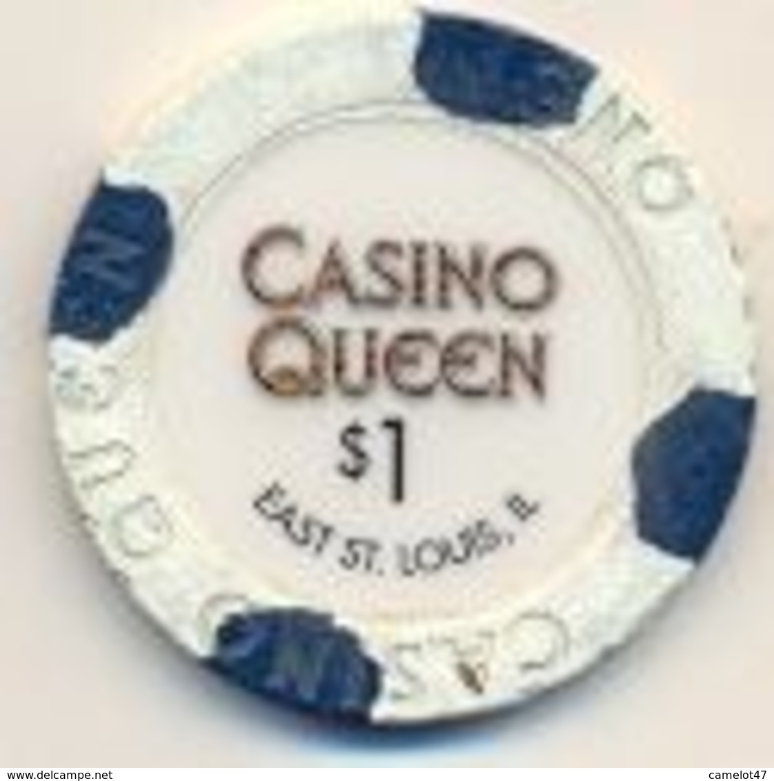 Casino Queen, East St. Louis, IL, U.S.A. $1 Chip, Used Condition, # Queen-1 - Casino