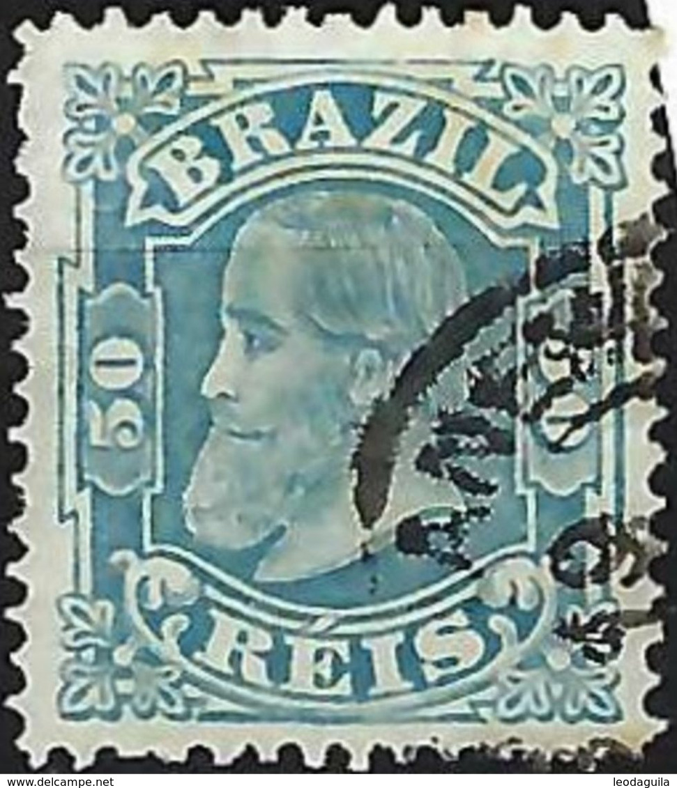 BRAZIL # 048 -  EMPEROR DOM PEDRO Ll  -  50R$ Blue "  CABEÇA PEQUENA"  1881  - USED - Ongebruikt