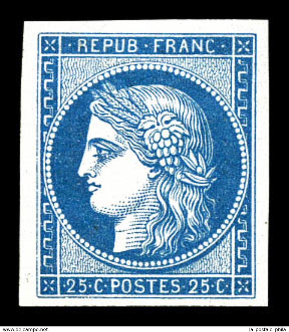 ** N°4d, 25c Bleu, Impression De 1862, Fraîcheur Postale. SUP (certificat) - 1849-1850 Cérès