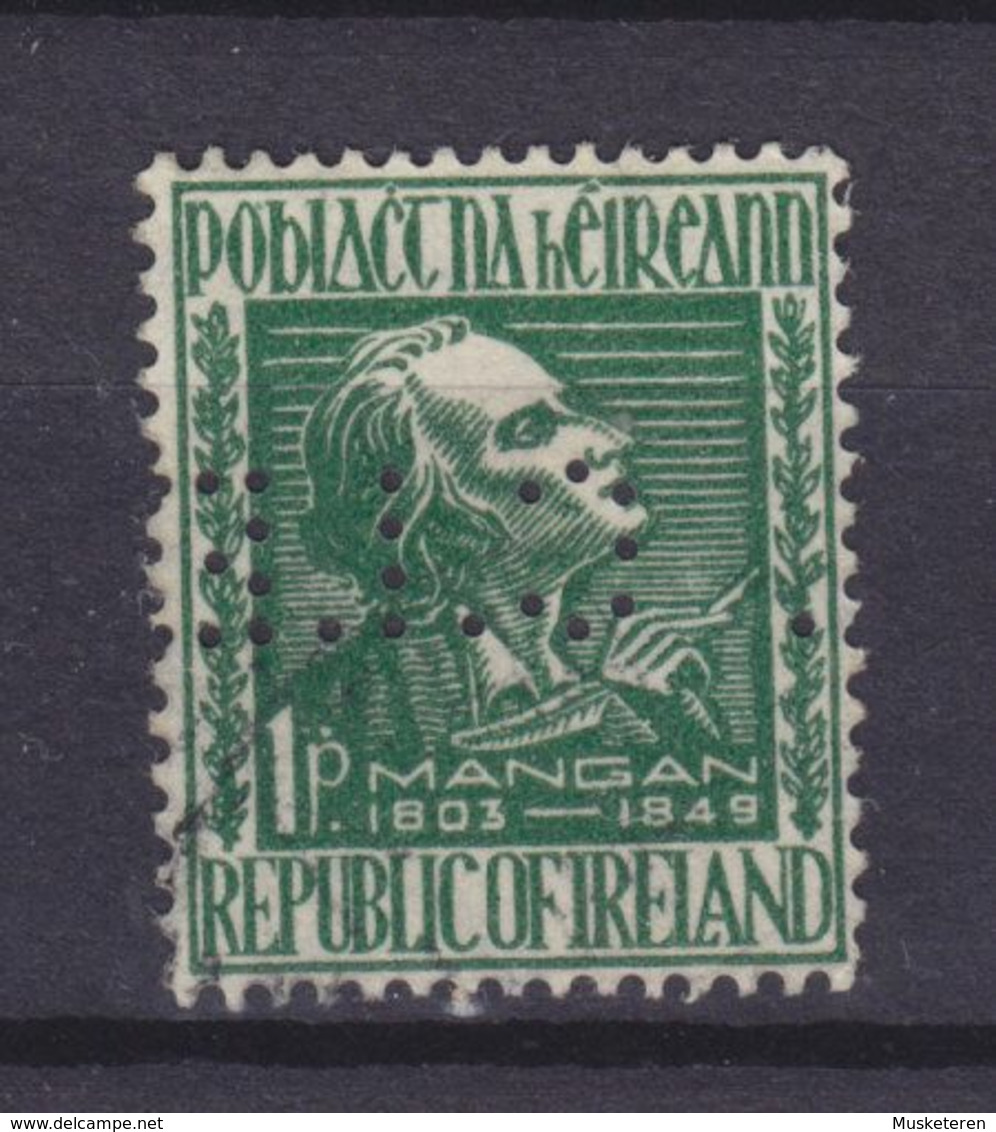 Ireland Perfin Perforé Lochung 'C.I.E.' 1949 Mi. 110 1 Pg James Clarence Mangan (2 Scans) - Imperforates, Proofs & Errors