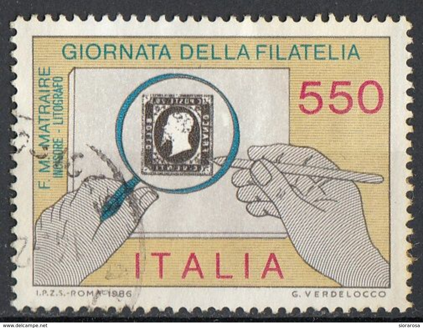 Italia 1986 Uf. 1803 Giornata Filatelia 1° Serie : Francesco Maria Matraire Incisore Viaggiato Used Italy - Grabados
