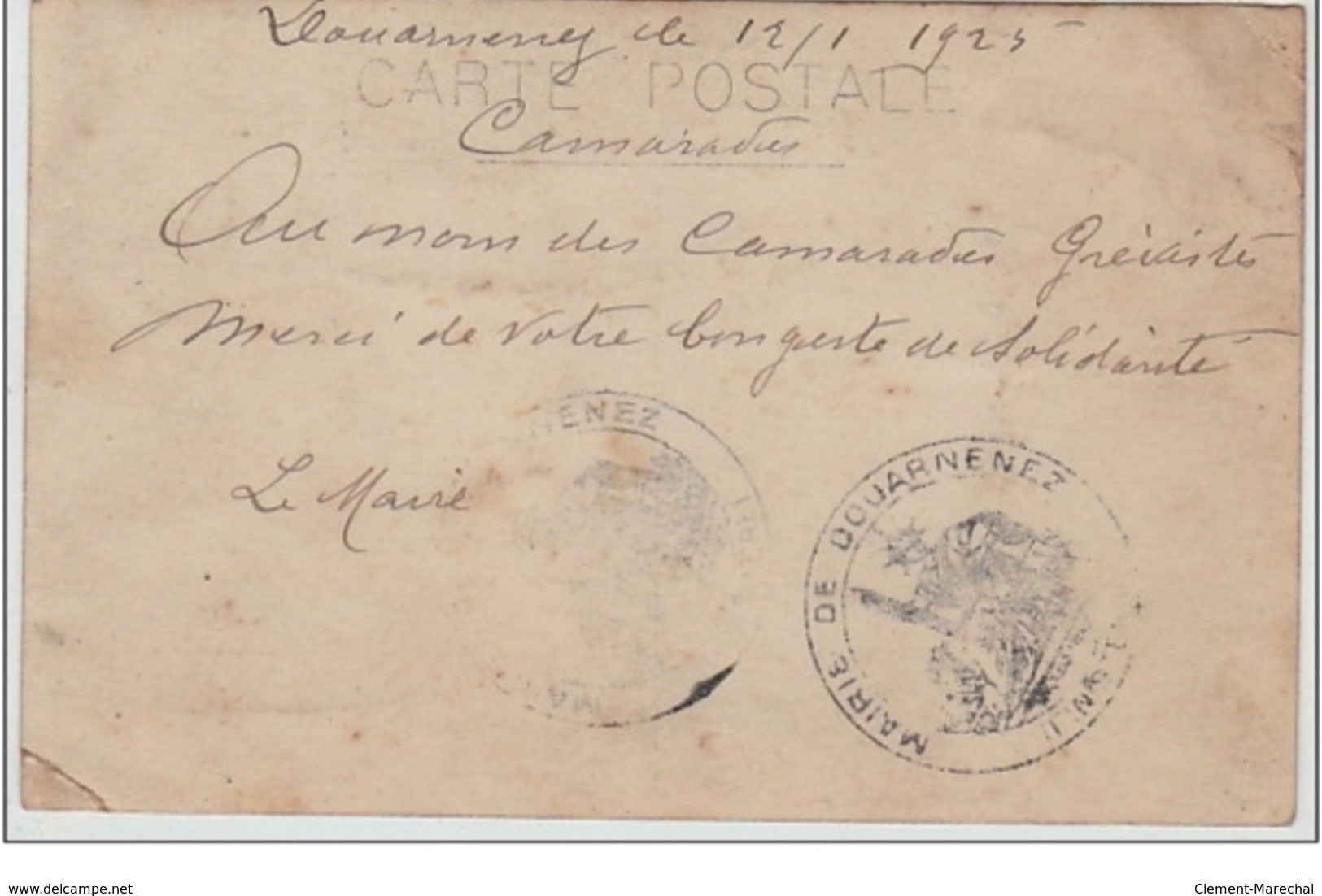 DOUARNENEZ : Carte Photo Des Grèves En 1925 - Bon état (2 Coins Plié) - Other & Unclassified