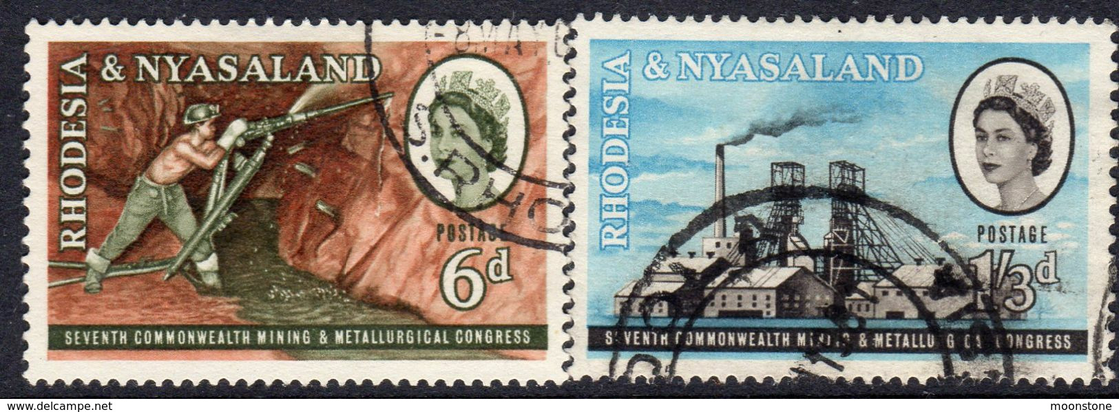 Rhodesia & Nyasaland 1961 Mining & Metallurgy Congress Set Of 2, Used, SG 38/9 (BA) - Rhodesia & Nyasaland (1954-1963)