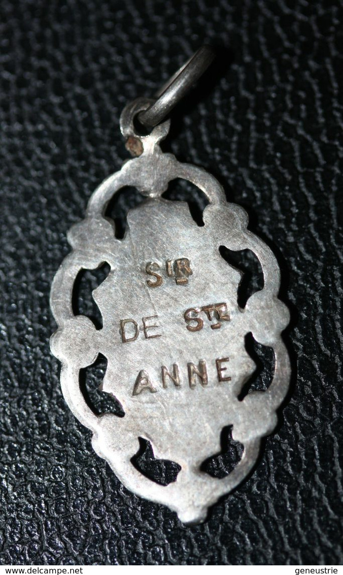 Pendentif Médaille Religieuse De Communion Fin XIXe Argent 800 "Souvenir De Sainte Anne" Silver Religious Medal - Godsdienst & Esoterisme