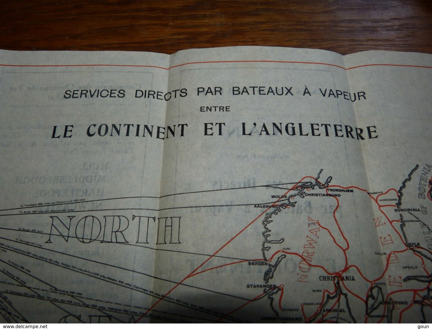 Plan Bateaux à Vapeur Steamboat Entre Le Continent Et Angleterre Malle Hull Middelsbrough Hartlepool Newcastle - Zeekaarten