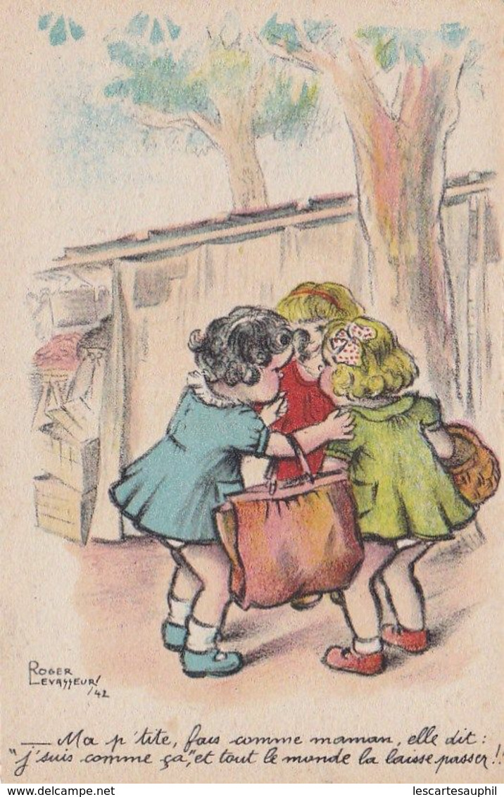 Tres Belle Illustration Levasseur 3 Petites Filles Au Marché Fais Comme Maman Je Suis Comme Ca.... - Levasseur, Roger