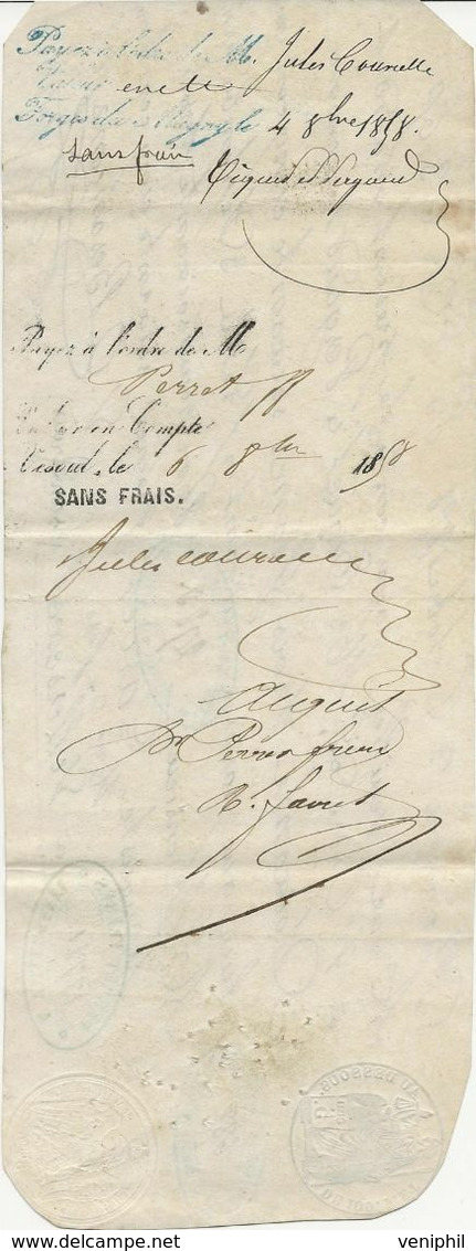 LETTRE DE CHANGE PERRET FRERES A VILLERSEXEL -HTE SAONE -ANNEE 1858 - Wechsel