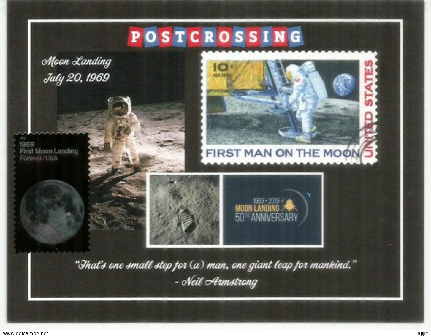 Moon Landing 20 Juillet 1969, Cinquantenaire, Emission 2019 USA. Carte-Maximum - Maximum Cards