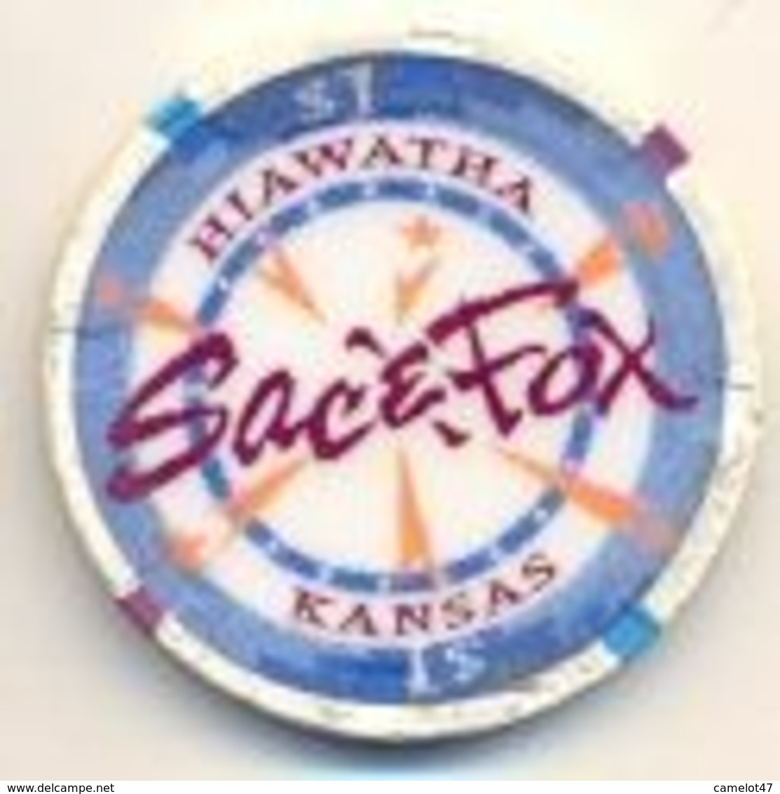 Sac & Fox Casino, Hiawatha, Kansas, U.S.A. $1 Chip, Used Condition, # Sac&fox-1 - Casino