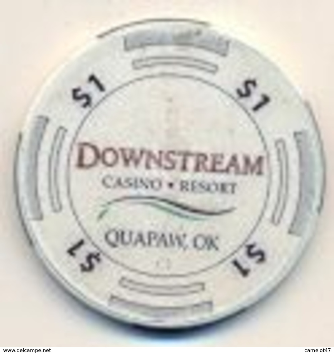 Downstream Casino, Quapaw, OK, U.S.A. $1 Chip, Used Condition, # Downstream-1 - Casino