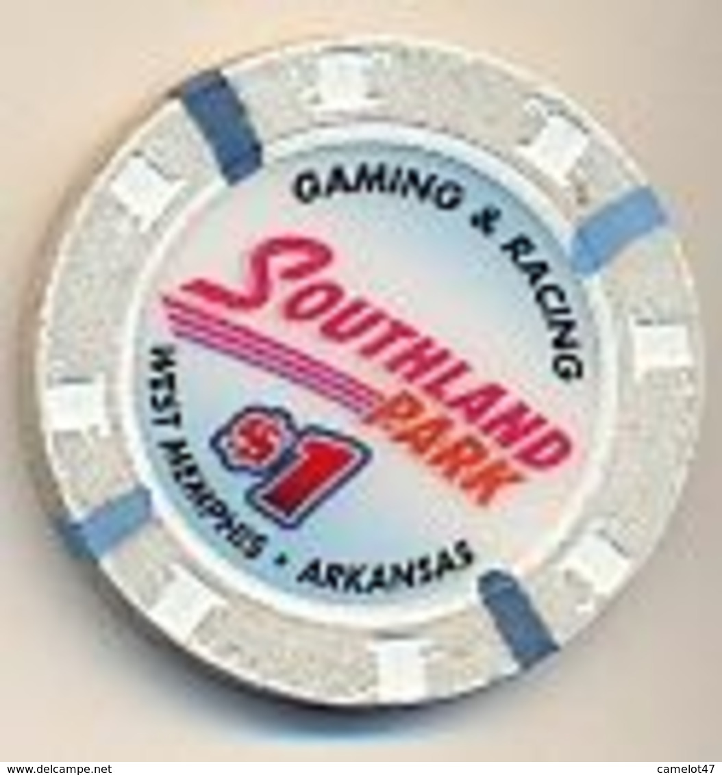 Southland Park Gaming & Racing, West Menphis, Arkansas, U.S.A. $1 Chip, Used Condition, # Southlandpark-1 - Casino
